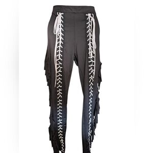 Elegant Black Lace-Up Women's Pants